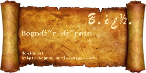 Bognár Ármin névjegykártya