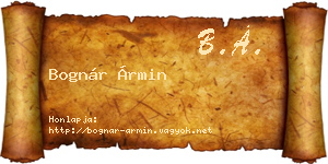 Bognár Ármin névjegykártya