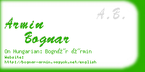 armin bognar business card